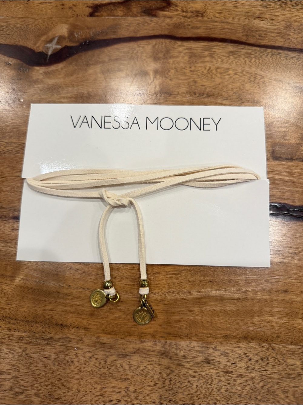 Vanessa Mooney Cream Suede Wrap Choker with Gold Charms
